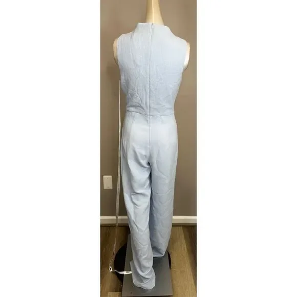 NWT Black Halo Crepe Pleated Shoulder Sleeveless Corrine Jumpsuit Maliblue Sz 0
